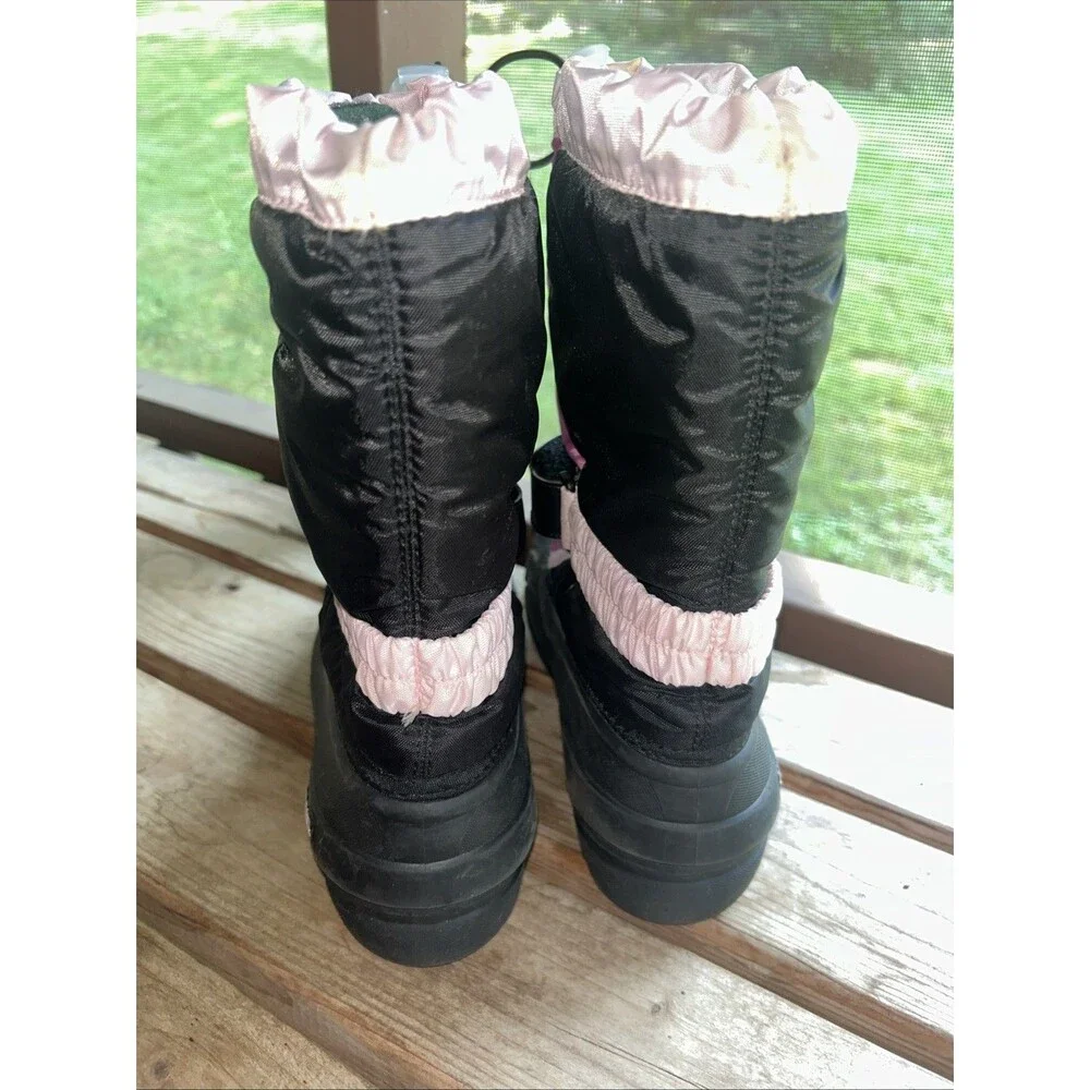 Sorel Flurry Thermal Kids Snow Boots Pink Black Waterproof Winter Warm Size 5